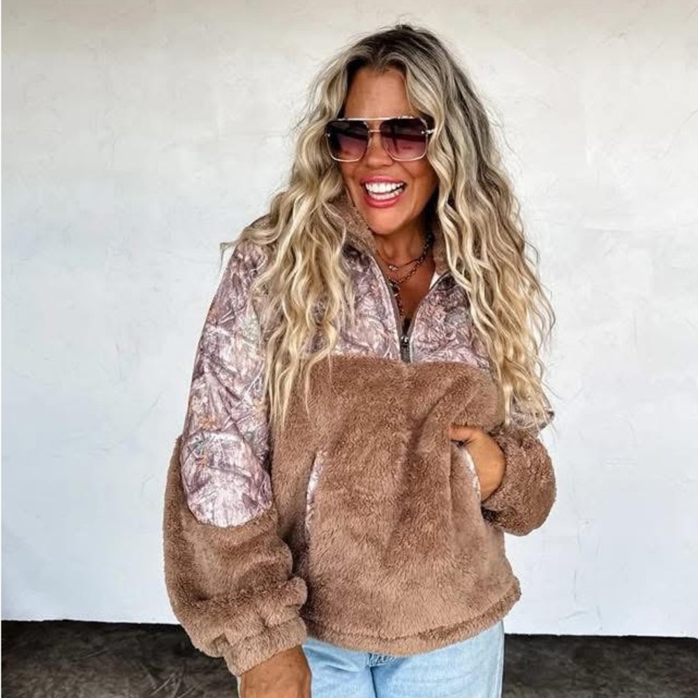 Blakeley Camo Plush Sherpa Cozy Half Zip